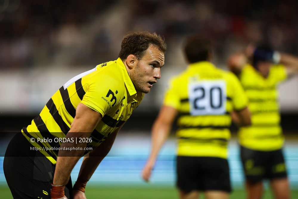 Asier Usarraga, lors du match de Nationale entre le Stade montois et le CS Vienne, le 21 août 2026 au stade Guy et André Boniface de Mont-de-Marsan, France (Photo Pablo ORDAS)