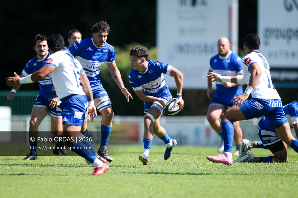 Johane Idiart, lors du match de Fédéraile 1 entre l'Anglet olympique et Layrac, le 13 septembre 2026 au stade Saint-Jean d'Anglet, France (Photo Pablo ORDAS)