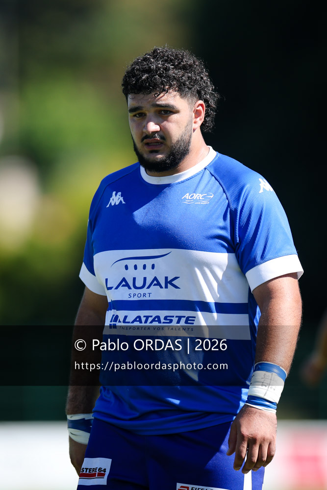 Témur Khutuashvili, lors du match de Fédéraile 1 entre l'Anglet olympique et Layrac, le 13 septembre 2026 au stade Saint-Jean d'Anglet, France (Photo Pablo ORDAS)