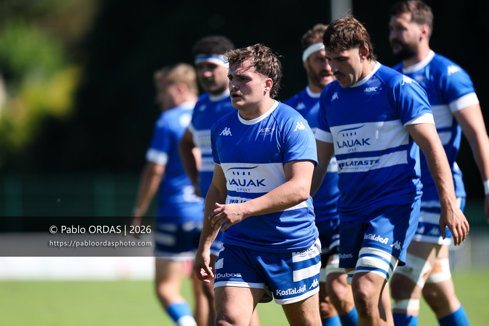 Téo Lascubé, lors du match de Fédéraile 1 entre l'Anglet olympique et Layrac, le 13 septembre 2026 au stade Saint-Jean d'Anglet, France (Photo Pablo ORDAS)