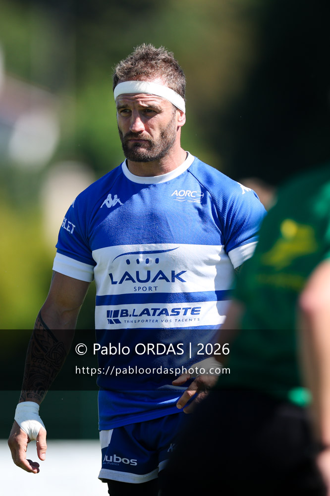 Sébastien Laulhé, lors du match de Fédéraile 1 entre l'Anglet olympique et Layrac, le 13 septembre 2026 au stade Saint-Jean d'Anglet, France (Photo Pablo ORDAS)