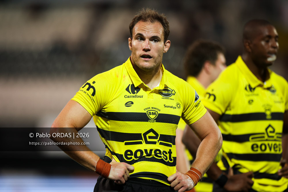 Asier Usarraga, lors du match de Nationale entre le Stade montois et le CS Vienne, le 21 août 2026 au stade Guy et André Boniface de Mont-de-Marsan, France (Photo Pablo ORDAS)