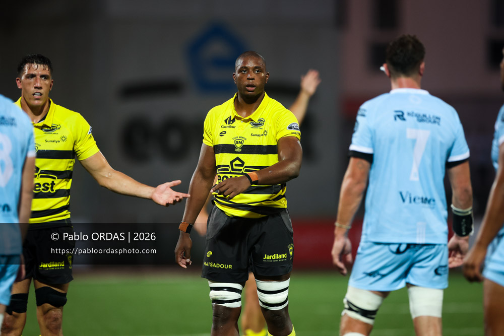 Jacques Nguimbous, lors du match de Nationale entre le Stade montois et le CS Vienne, le 21 août 2026 au stade Guy et André Boniface de Mont-de-Marsan, France (Photo Pablo ORDAS)