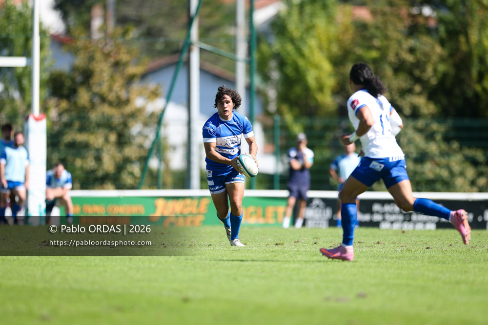 Jules Lartigau, lors du match de Fédéraile 1 entre l'Anglet olympique et Layrac, le 13 septembre 2026 au stade Saint-Jean d'Anglet, France (Photo Pablo ORDAS)
