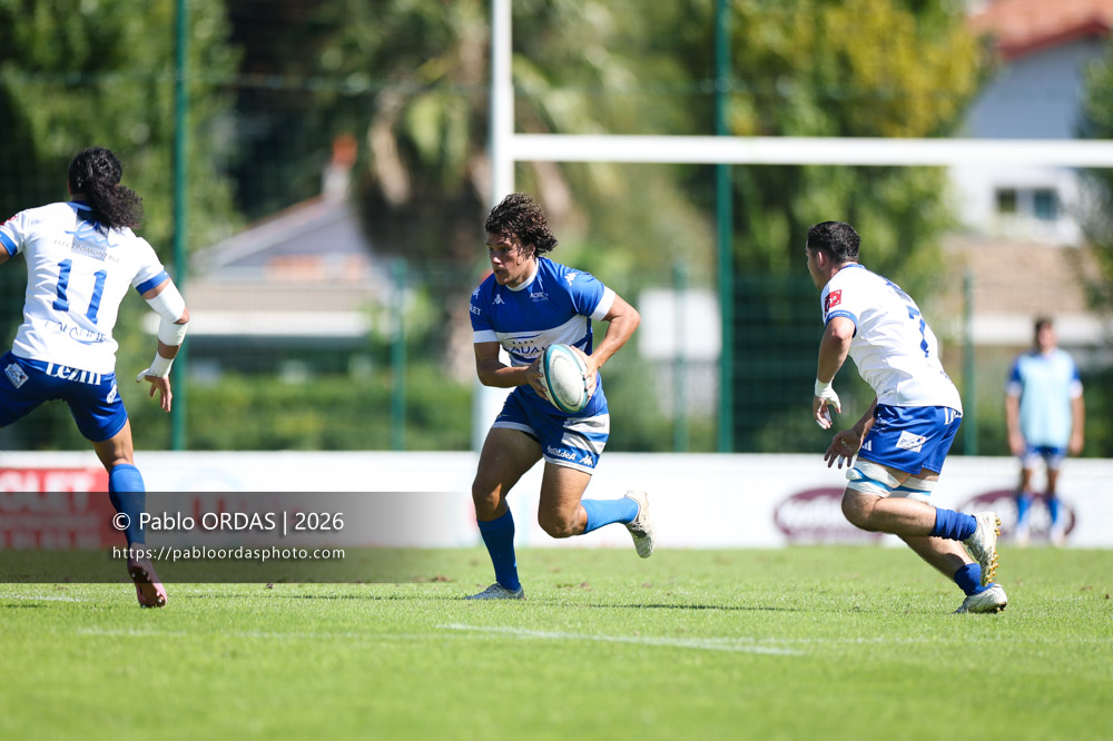 Jules Lartigau, lors du match de Fédéraile 1 entre l'Anglet olympique et Layrac, le 13 septembre 2026 au stade Saint-Jean d'Anglet, France (Photo Pablo ORDAS)