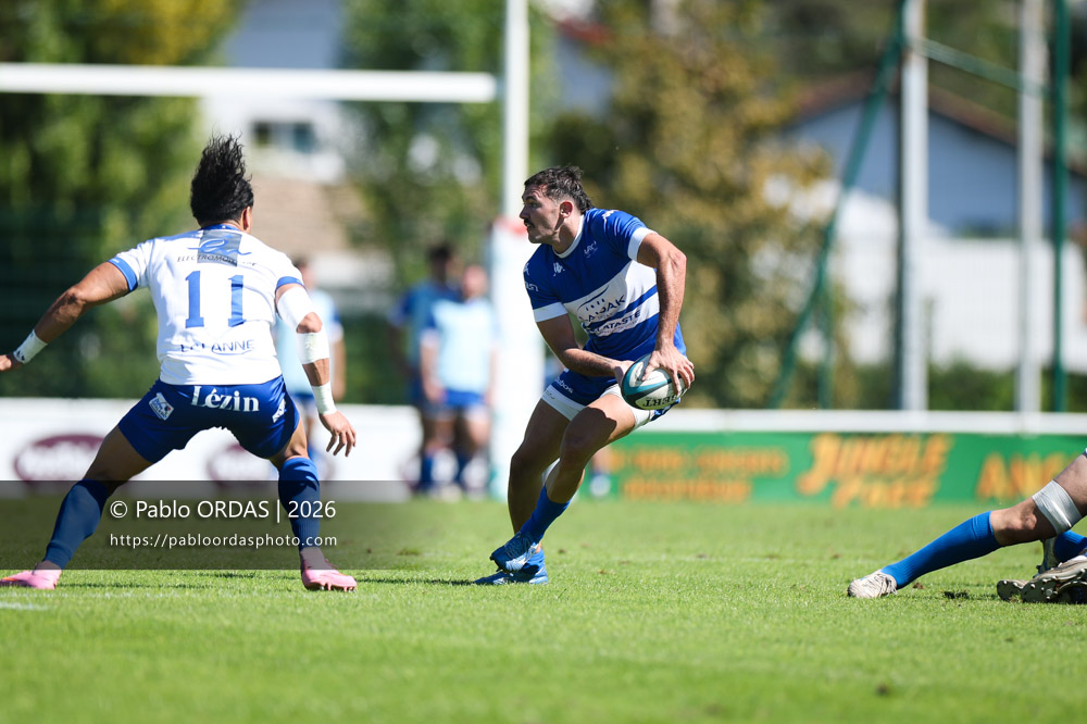 Kévin Jully, lors du match de Fédéraile 1 entre l'Anglet olympique et Layrac, le 13 septembre 2026 au stade Saint-Jean d'Anglet, France (Photo Pablo ORDAS)