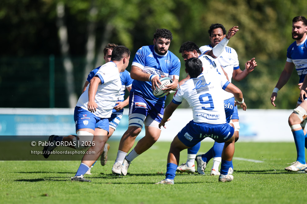 Témur Khutuashvili, lors du match de Fédéraile 1 entre l'Anglet olympique et Layrac, le 13 septembre 2026 au stade Saint-Jean d'Anglet, France (Photo Pablo ORDAS)