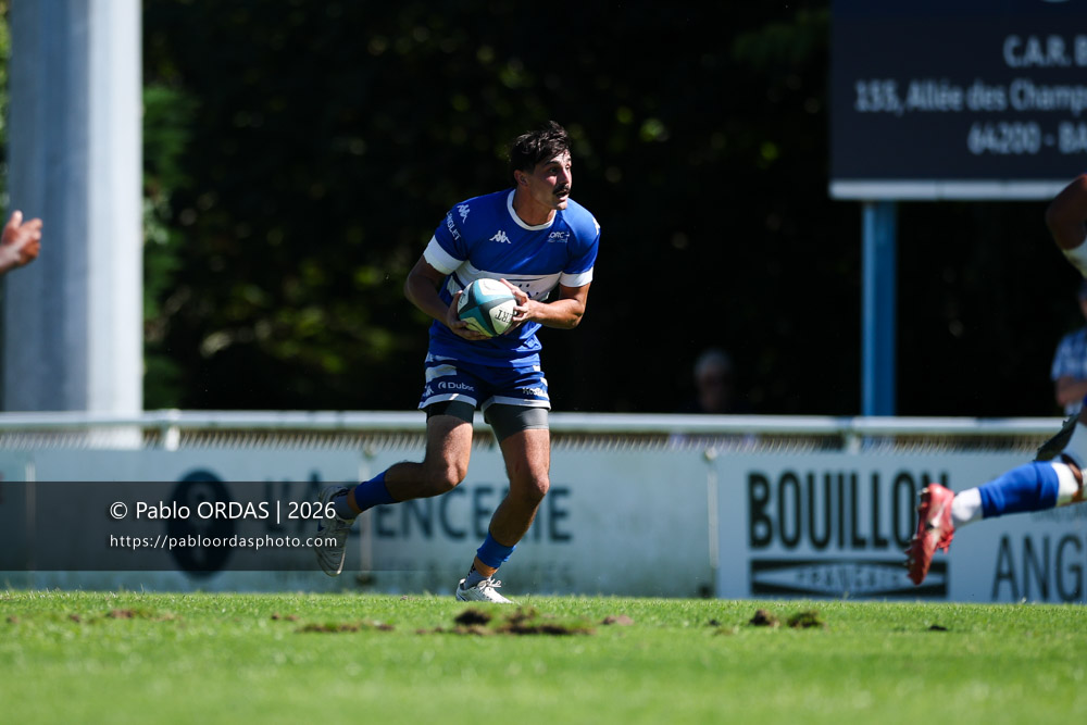Iban Tsouladzé, lors du match de Fédéraile 1 entre l'Anglet olympique et Layrac, le 13 septembre 2026 au stade Saint-Jean d'Anglet, France (Photo Pablo ORDAS)