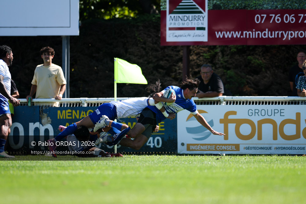 Iban Tsouladzé, lors du match de Fédéraile 1 entre l'Anglet olympique et Layrac, le 13 septembre 2026 au stade Saint-Jean d'Anglet, France (Photo Pablo ORDAS)