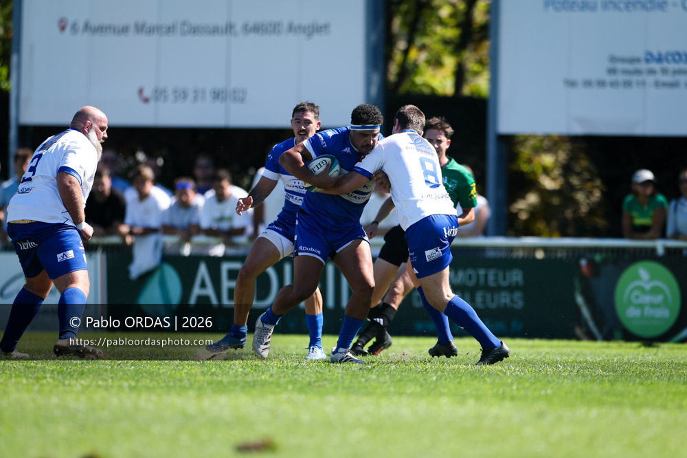 Nicolas Alacchi, lors du match de Fédéraile 1 entre l'Anglet olympique et Layrac, le 13 septembre 2026 au stade Saint-Jean d'Anglet, France (Photo Pablo ORDAS)