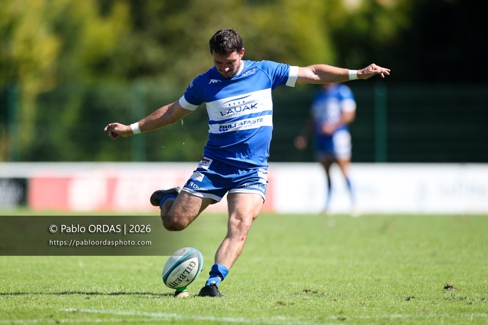 Thomas Curutchet, lors du match de Fédéraile 1 entre l'Anglet olympique et Layrac, le 13 septembre 2026 au stade Saint-Jean d'Anglet, France (Photo Pablo ORDAS)