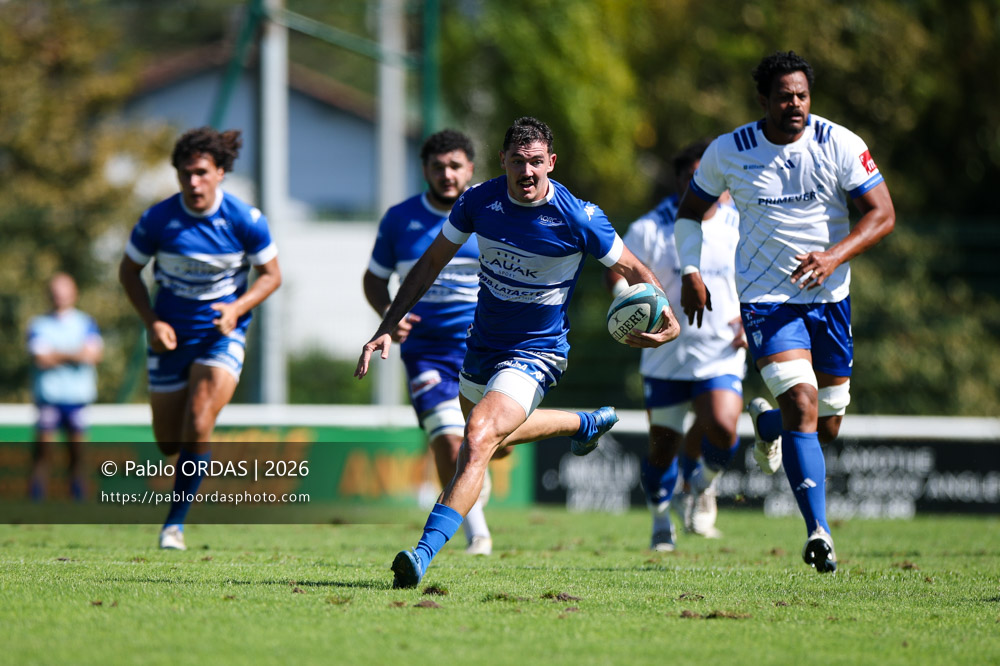 Kévin Jully, lors du match de Fédéraile 1 entre l'Anglet olympique et Layrac, le 13 septembre 2026 au stade Saint-Jean d'Anglet, France (Photo Pablo ORDAS)