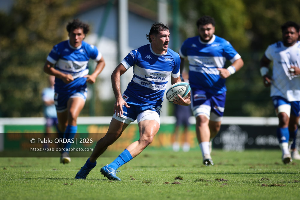 Kévin Jully, lors du match de Fédéraile 1 entre l'Anglet olympique et Layrac, le 13 septembre 2026 au stade Saint-Jean d'Anglet, France (Photo Pablo ORDAS)