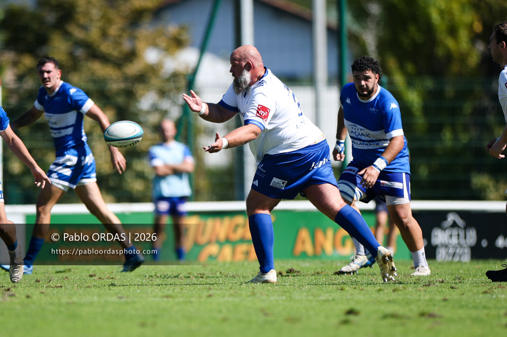 Arthur Joly, lors du match de Fédéraile 1 entre l'Anglet olympique et Layrac, le 13 septembre 2026 au stade Saint-Jean d'Anglet, France (Photo Pablo ORDAS)