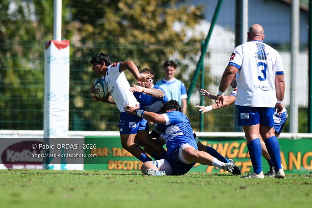 Jeronimo Llorens, lors du match de Fédéraile 1 entre l'Anglet olympique et Layrac, le 13 septembre 2026 au stade Saint-Jean d'Anglet, France (Photo Pablo ORDAS)