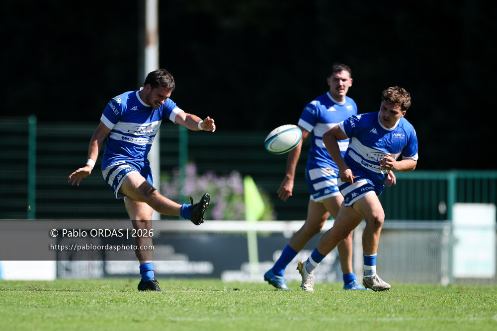 Thomas Curutchet, lors du match de Fédéraile 1 entre l'Anglet olympique et Layrac, le 13 septembre 2026 au stade Saint-Jean d'Anglet, France (Photo Pablo ORDAS)