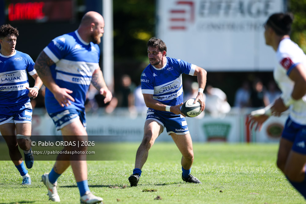 Thomas Curutchet, lors du match de Fédéraile 1 entre l'Anglet olympique et Layrac, le 13 septembre 2026 au stade Saint-Jean d'Anglet, France (Photo Pablo ORDAS)