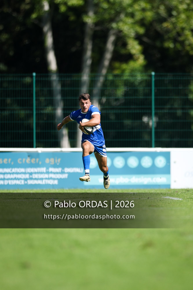 Maxime Rourre, lors du match de Fédéraile 1 entre l'Anglet olympique et Layrac, le 13 septembre 2026 au stade Saint-Jean d'Anglet, France (Photo Pablo ORDAS)