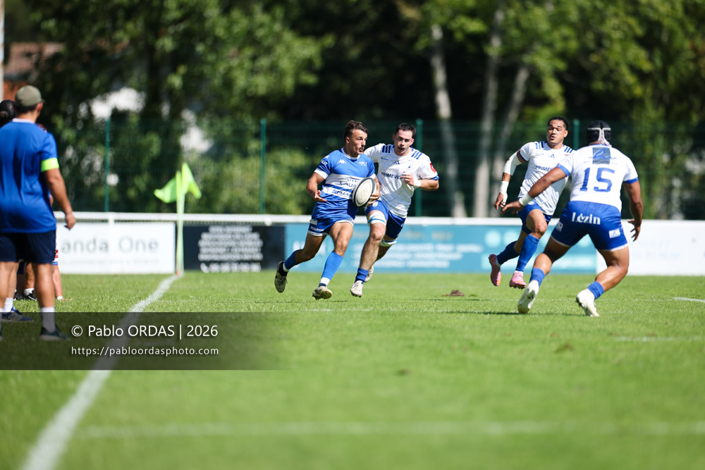 Maxime Rourre, lors du match de Fédéraile 1 entre l'Anglet olympique et Layrac, le 13 septembre 2026 au stade Saint-Jean d'Anglet, France (Photo Pablo ORDAS)
