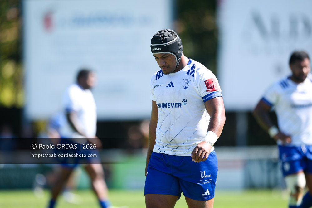 William Masima, lors du match de Fédéraile 1 entre l'Anglet olympique et Layrac, le 13 septembre 2026 au stade Saint-Jean d'Anglet, France (Photo Pablo ORDAS)