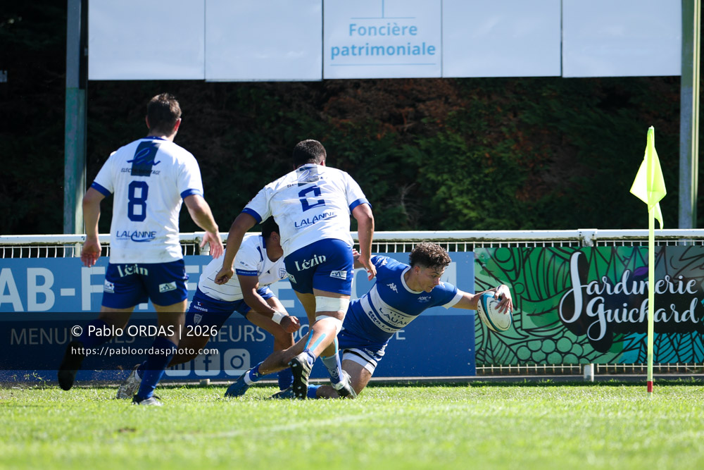 Johane Idiart, lors du match de Fédéraile 1 entre l'Anglet olympique et Layrac, le 13 septembre 2026 au stade Saint-Jean d'Anglet, France (Photo Pablo ORDAS)