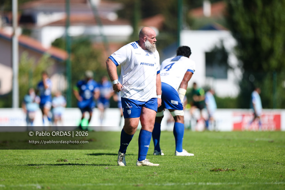 Arthur Joly, lors du match de Fédéraile 1 entre l'Anglet olympique et Layrac, le 13 septembre 2026 au stade Saint-Jean d'Anglet, France (Photo Pablo ORDAS)