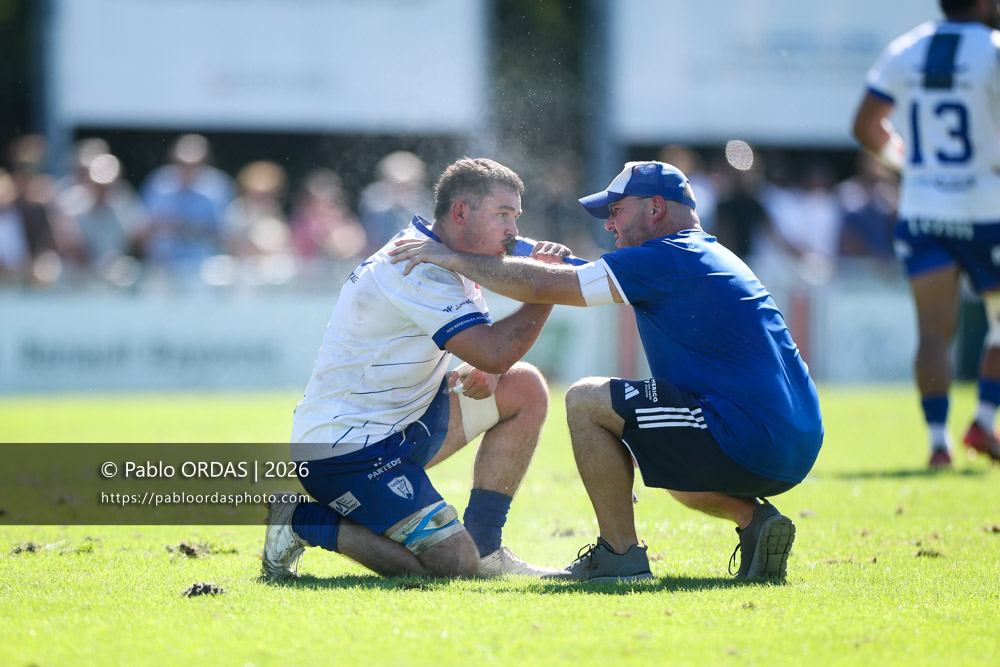 Julien Fick, lors du match de Fédéraile 1 entre l'Anglet olympique et Layrac, le 13 septembre 2026 au stade Saint-Jean d'Anglet, France (Photo Pablo ORDAS)