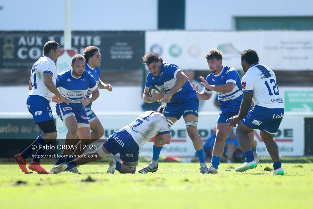 Olmo d'Alessandro, lors du match de Fédéraile 1 entre l'Anglet olympique et Layrac, le 13 septembre 2026 au stade Saint-Jean d'Anglet, France (Photo Pablo ORDAS)