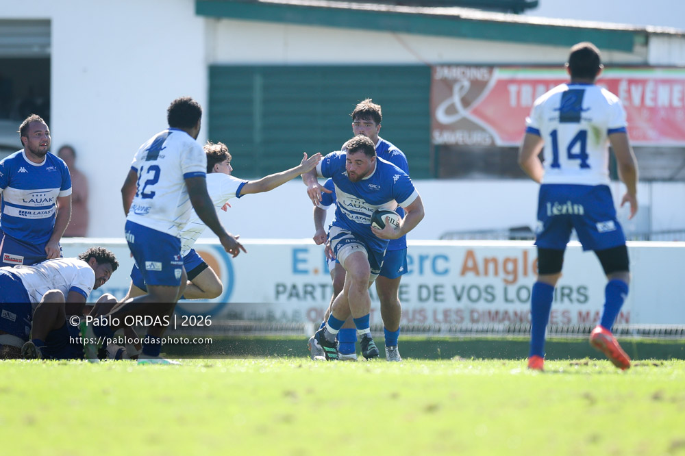 Paul Bresolin, lors du match de Fédéraile 1 entre l'Anglet olympique et Layrac, le 13 septembre 2026 au stade Saint-Jean d'Anglet, France (Photo Pablo ORDAS)
