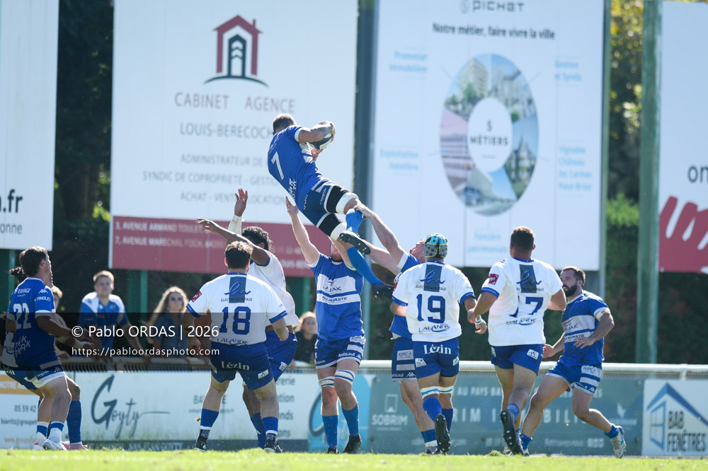 Sébastien Laulhé, lors du match de Fédéraile 1 entre l'Anglet olympique et Layrac, le 13 septembre 2026 au stade Saint-Jean d'Anglet, France (Photo Pablo ORDAS)
