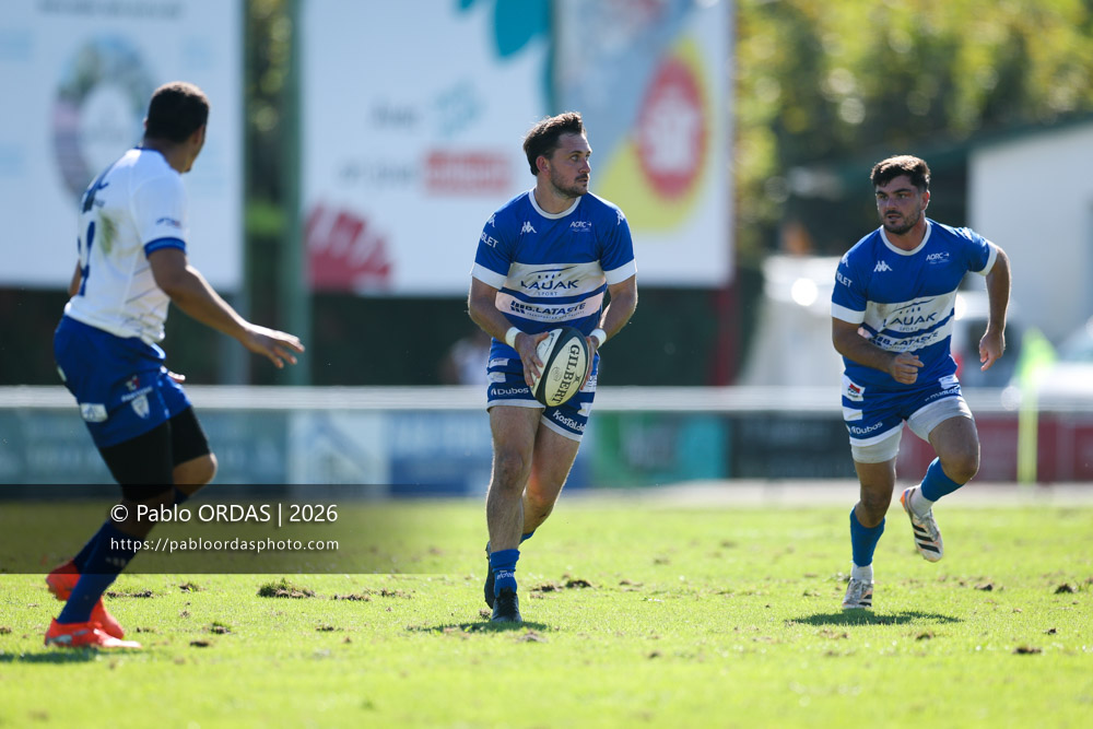 Thomas Curutchet, lors du match de Fédéraile 1 entre l'Anglet olympique et Layrac, le 13 septembre 2026 au stade Saint-Jean d'Anglet, France (Photo Pablo ORDAS)