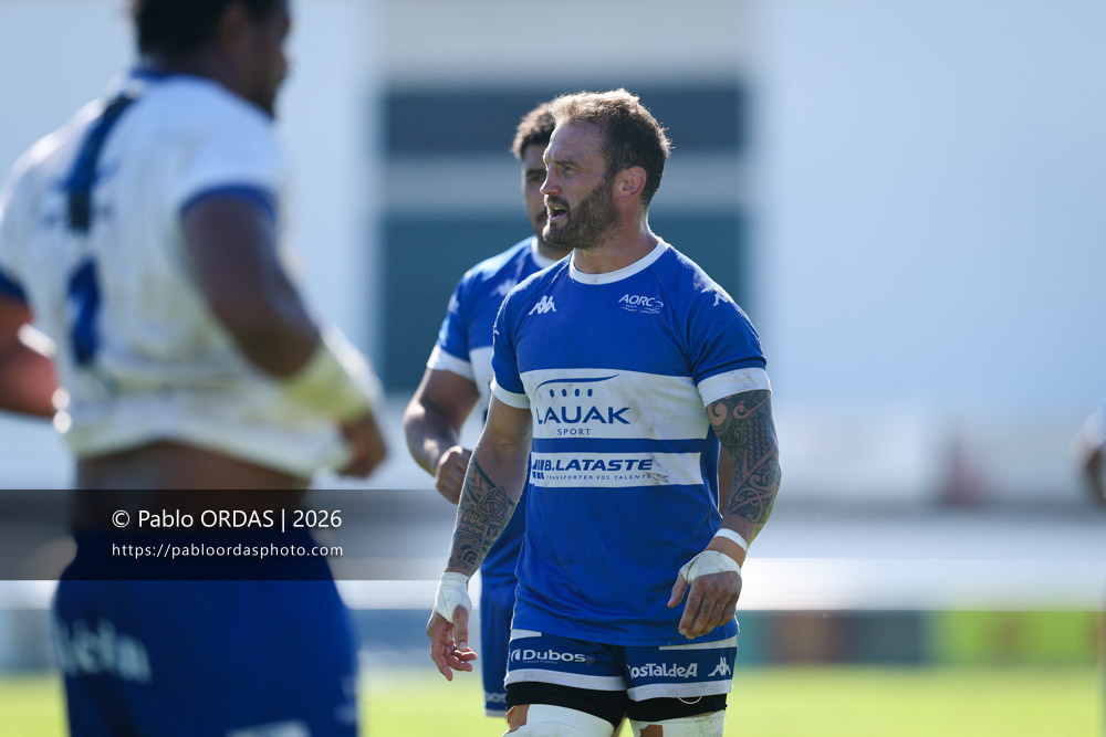 Sébastien Laulhé, lors du match de Fédéraile 1 entre l'Anglet olympique et Layrac, le 13 septembre 2026 au stade Saint-Jean d'Anglet, France (Photo Pablo ORDAS)