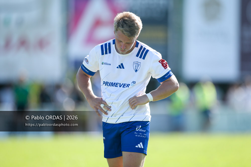 Sasha Courtat, lors du match de Fédéraile 1 entre l'Anglet olympique et Layrac, le 13 septembre 2026 au stade Saint-Jean d'Anglet, France (Photo Pablo ORDAS)