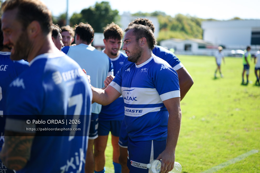 Milian Duvert, lors du match de Fédéraile 1 entre l'Anglet olympique et Layrac, le 13 septembre 2026 au stade Saint-Jean d'Anglet, France (Photo Pablo ORDAS)