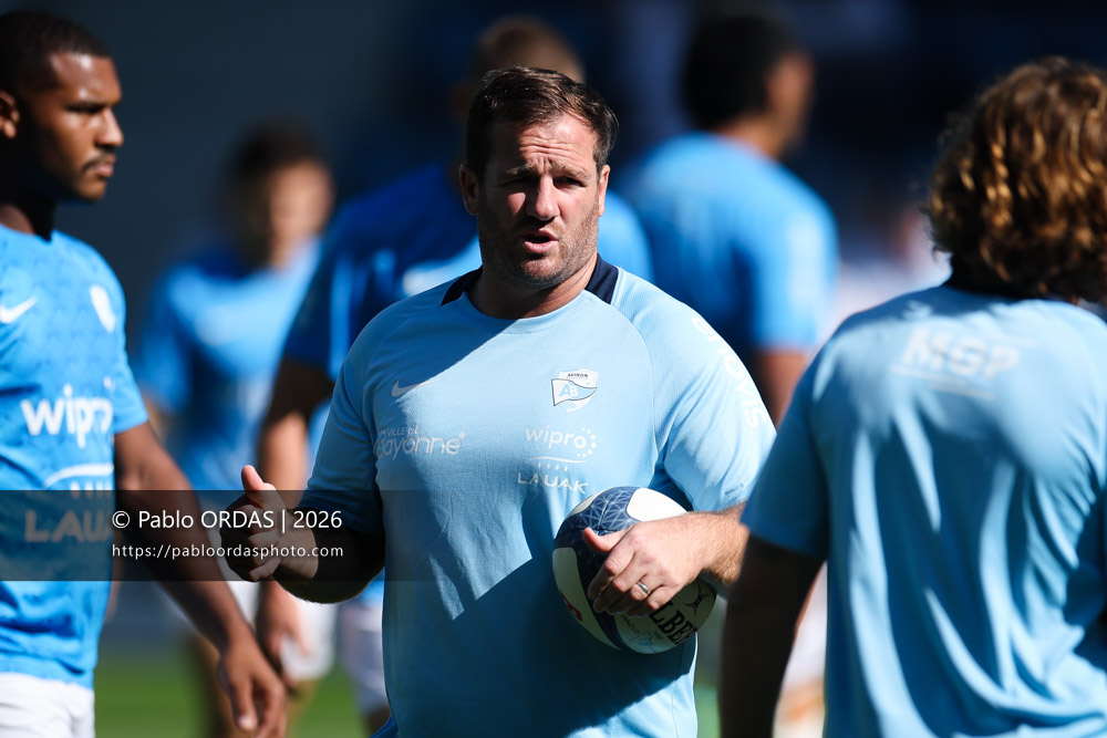 Camille Lopez, lors du match de Top 14 entre l'Aviron bayonnais et Clermont, le 19 septembre 2026 au stade Jean Dauger de Bayonne, France (Photo Pablo ORDAS)