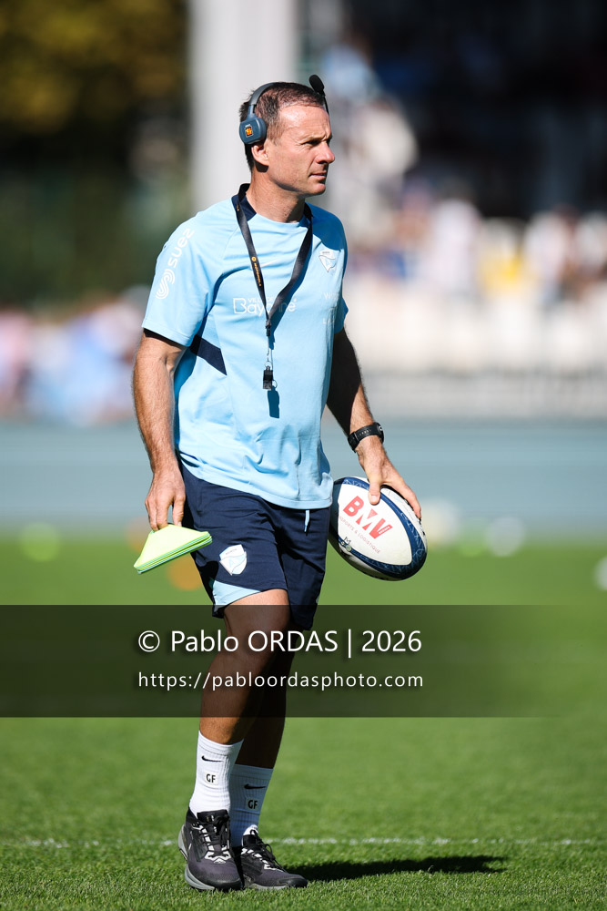 Gerard Fraser, lors du match de Top 14 entre l'Aviron bayonnais et Clermont, le 19 septembre 2026 au stade Jean Dauger de Bayonne, France (Photo Pablo ORDAS)