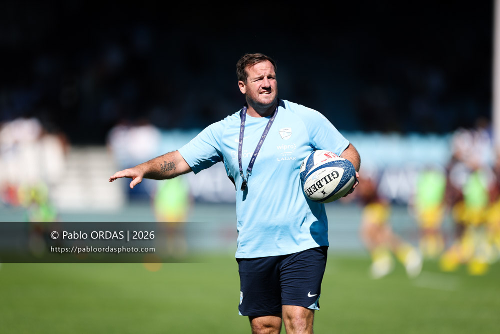 Camille Lopez, lors du match de Top 14 entre l'Aviron bayonnais et Clermont, le 19 septembre 2026 au stade Jean Dauger de Bayonne, France (Photo Pablo ORDAS)
