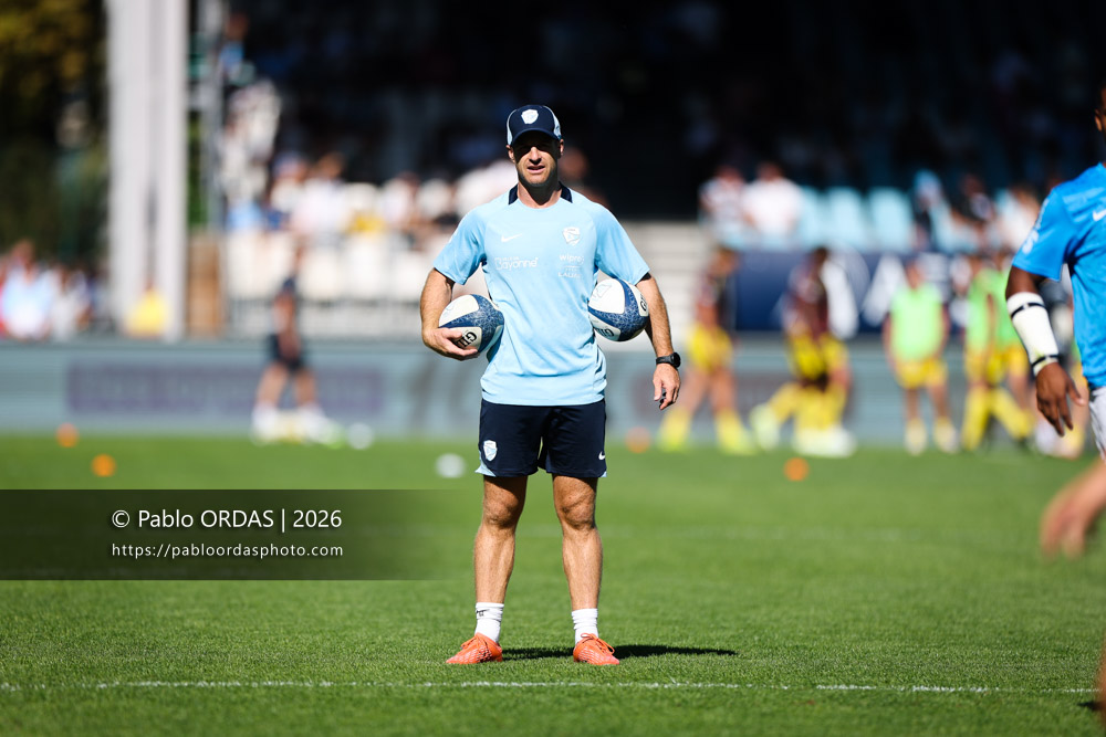 Nick Abendanon, lors du match de Top 14 entre l'Aviron bayonnais et Clermont, le 19 septembre 2026 au stade Jean Dauger de Bayonne, France (Photo Pablo ORDAS)
