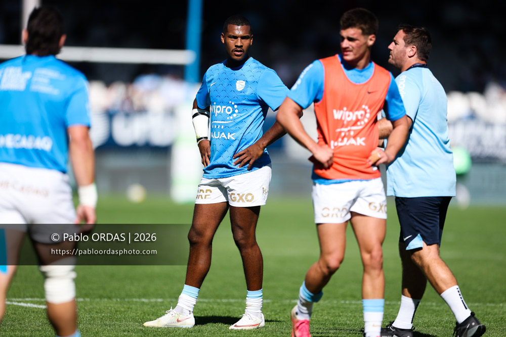Cheikh Tiberghien, lors du match de Top 14 entre l'Aviron bayonnais et Clermont, le 19 septembre 2026 au stade Jean Dauger de Bayonne, France (Photo Pablo ORDAS)