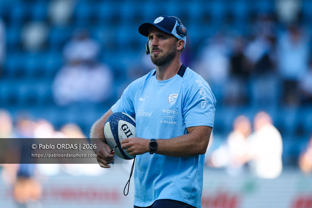 Jean Monribot, lors du match de Top 14 entre l'Aviron bayonnais et Clermont, le 19 septembre 2026 au stade Jean Dauger de Bayonne, France (Photo Pablo ORDAS)
