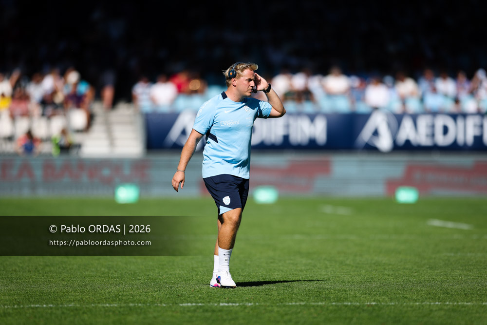 Arnaud Baratchart, lors du match de Top 14 entre l'Aviron bayonnais et Clermont, le 19 septembre 2026 au stade Jean Dauger de Bayonne, France (Photo Pablo ORDAS)