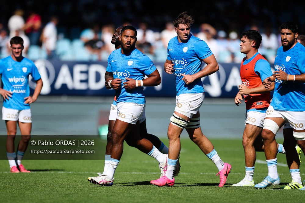 Manu Tuilagi, lors du match de Top 14 entre l'Aviron bayonnais et Clermont, le 19 septembre 2026 au stade Jean Dauger de Bayonne, France (Photo Pablo ORDAS)