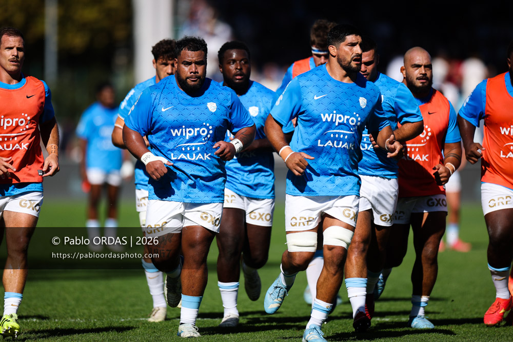 Tevita Tatafu, lors du match de Top 14 entre l'Aviron bayonnais et Clermont, le 19 septembre 2026 au stade Jean Dauger de Bayonne, France (Photo Pablo ORDAS)