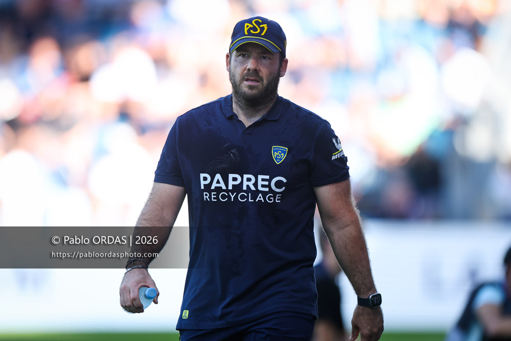 Julien Lairle, lors du match de Top 14 entre l'Aviron bayonnais et Clermont, le 19 septembre 2026 au stade Jean Dauger de Bayonne, France (Photo Pablo ORDAS)