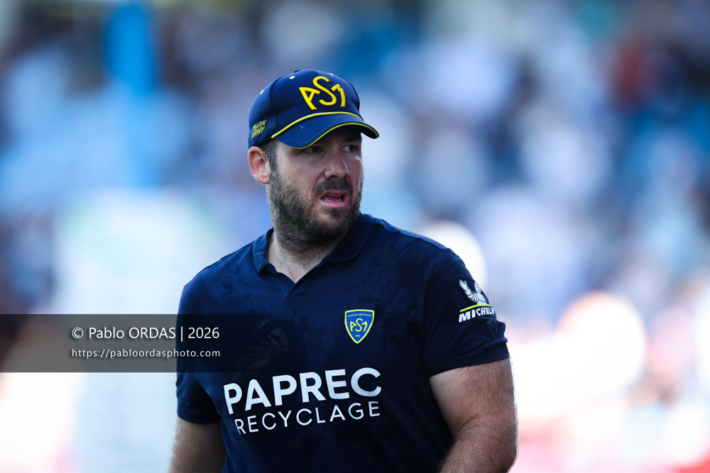 Julien Lairle, lors du match de Top 14 entre l'Aviron bayonnais et Clermont, le 19 septembre 2026 au stade Jean Dauger de Bayonne, France (Photo Pablo ORDAS)