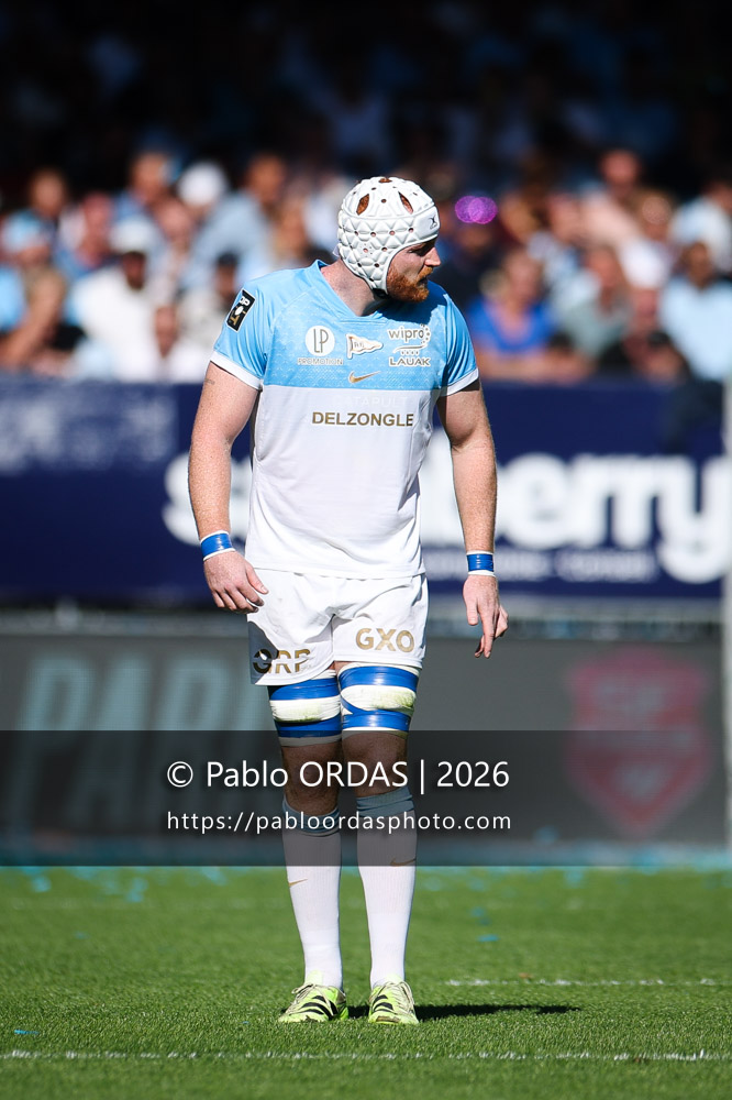 Killian Geraci, lors du match de Top 14 entre l'Aviron bayonnais et Clermont, le 19 septembre 2026 au stade Jean Dauger de Bayonne, France (Photo Pablo ORDAS)