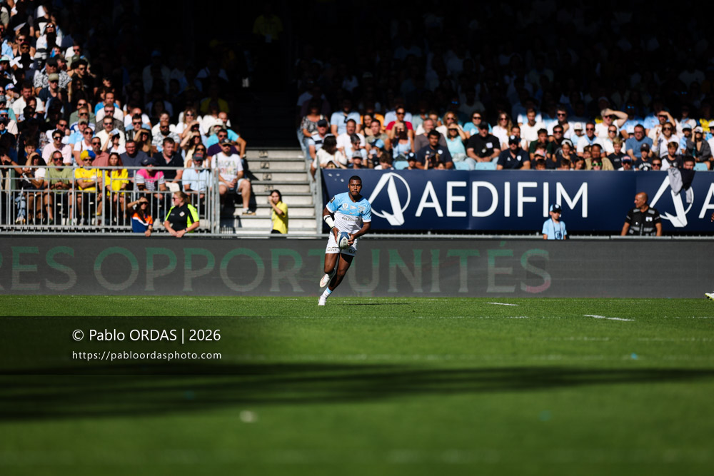 Cheikh Tiberghien, lors du match de Top 14 entre l'Aviron bayonnais et Clermont, le 19 septembre 2026 au stade Jean Dauger de Bayonne, France (Photo Pablo ORDAS)