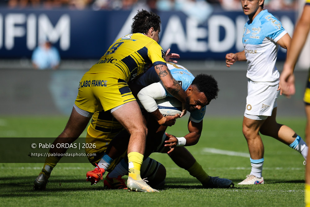 Sireli Maqala, lors du match de Top 14 entre l'Aviron bayonnais et Clermont, le 19 septembre 2026 au stade Jean Dauger de Bayonne, France (Photo Pablo ORDAS)