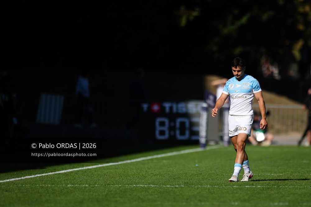 Baptiste Tilloles, lors du match de Top 14 entre l'Aviron bayonnais et Clermont, le 19 septembre 2026 au stade Jean Dauger de Bayonne, France (Photo Pablo ORDAS)