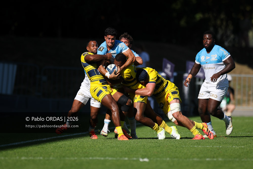 Tom Spring, lors du match de Top 14 entre l'Aviron bayonnais et Clermont, le 19 septembre 2026 au stade Jean Dauger de Bayonne, France (Photo Pablo ORDAS)
